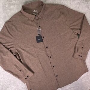 NWT 01.ALGO Men's Performance Button-Up Shirt Size XXL‎ Brown Check Stretch